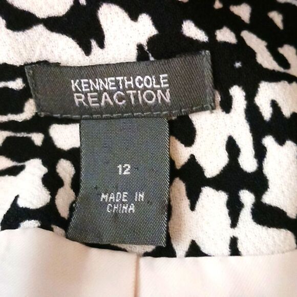 Kenneth Cole Reaction black/white abstract print 3/4 sleeve cropped jacket 12 - Picture 8 of 9